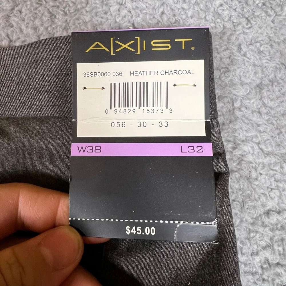 AXIST Dress Pants‎ Mens 38x32 Heather Charcoal New Pleated Cuffed Business